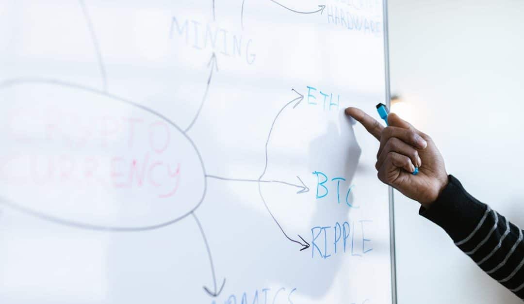 person-pointing-to-cryptocurrency-strategy-diagram-on-whiteboard-in-office-setting